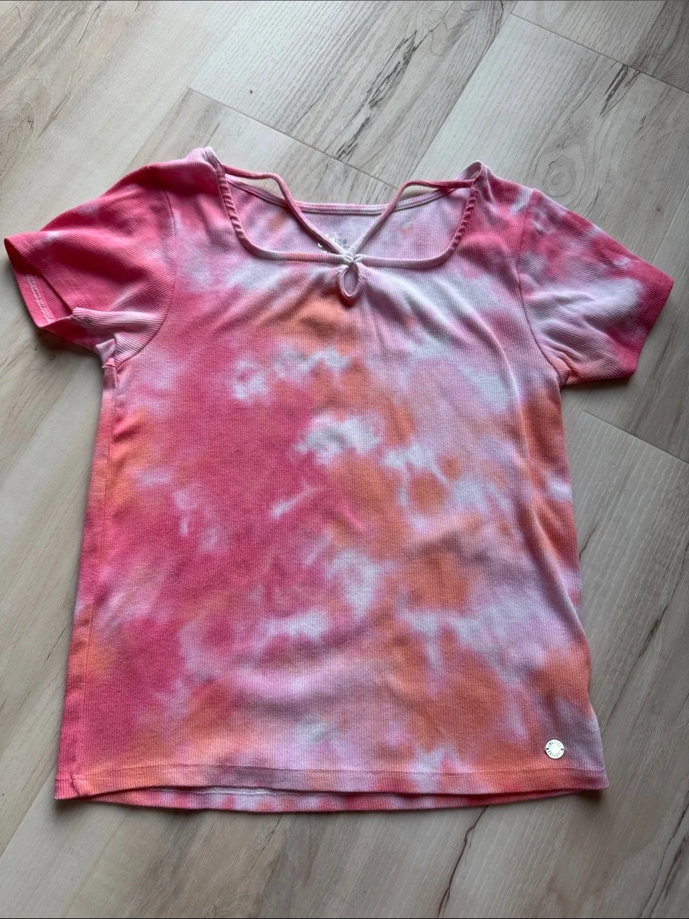 Kids Justice Tie-Dye Pink & Orange Short Sleeve Top